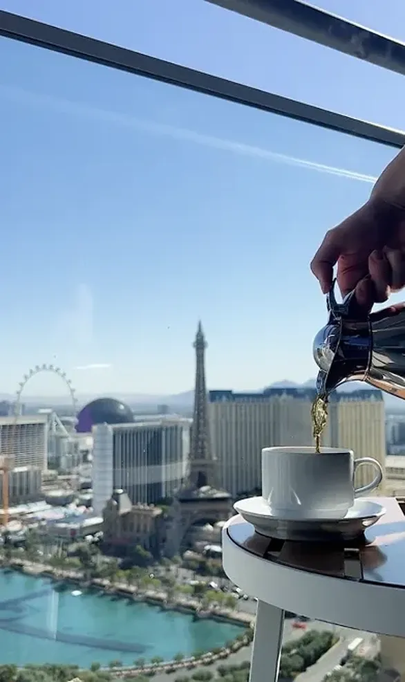 Morning coffee over the Las Vegas Strip