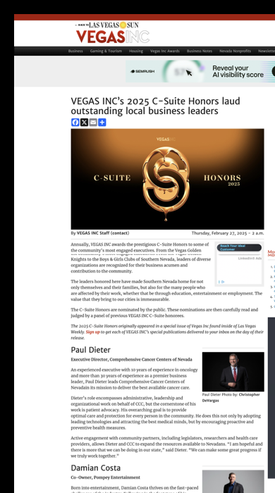Vegas Inc 2025 C-Suite Honors article